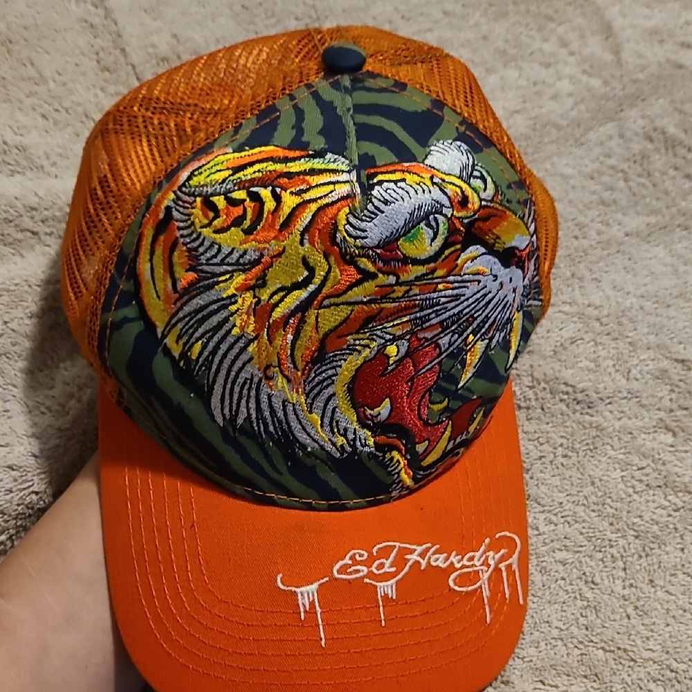 Ed Hardy Vibrant Orange Tiger Cap